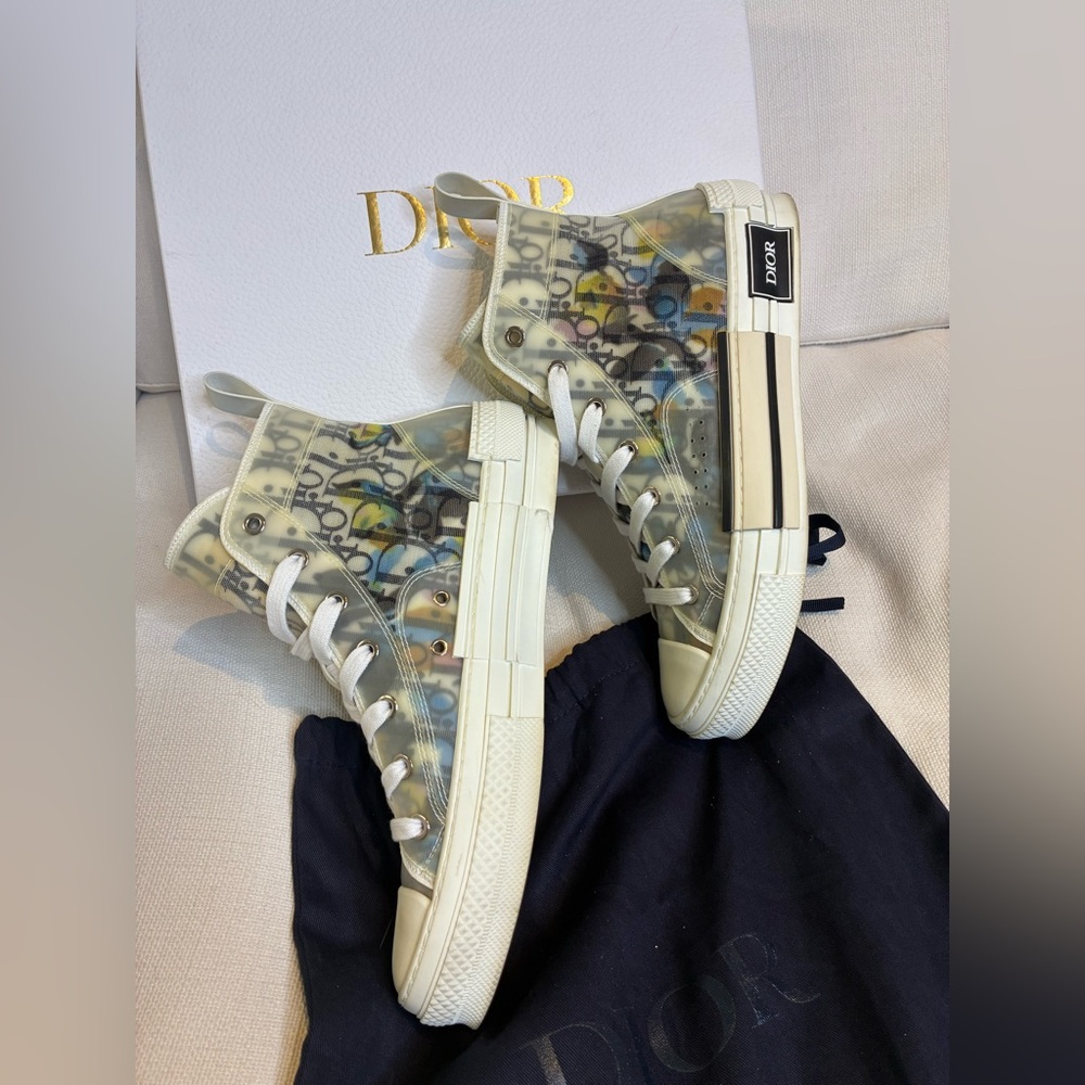 Dior 39 US6 B23 Translucent High-Top Sneakers with Multicolor Accents - Picture 8 of 10